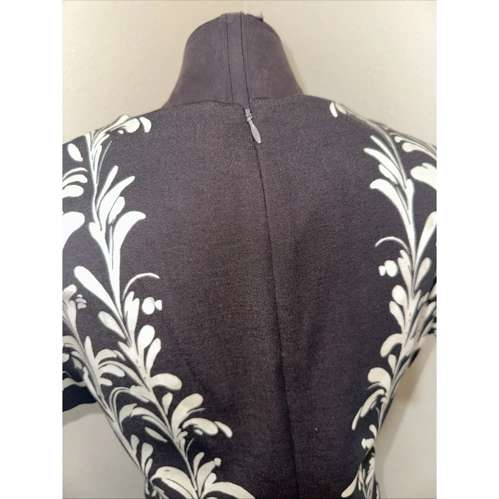 Tory Burch NWT Symphony Brushstroke Print A Line Sheath‎ Dress Stretch Sz M Gray